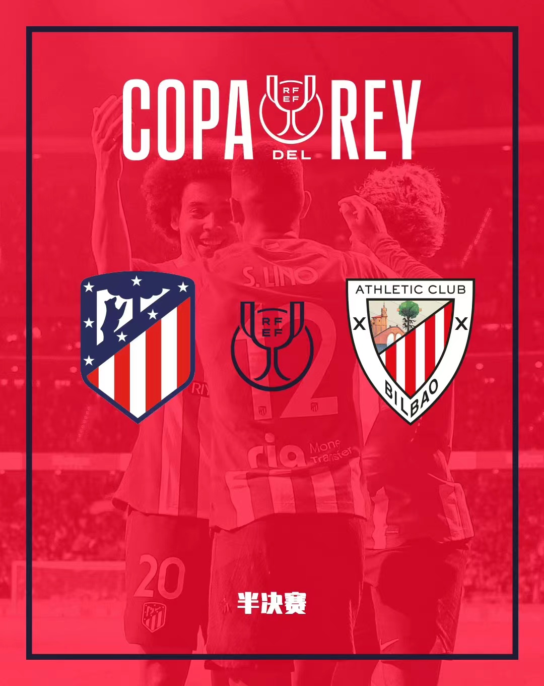 Atletico Madrid en Athletic Bilbao strijden om het finaleticket voor de Copa del Rey